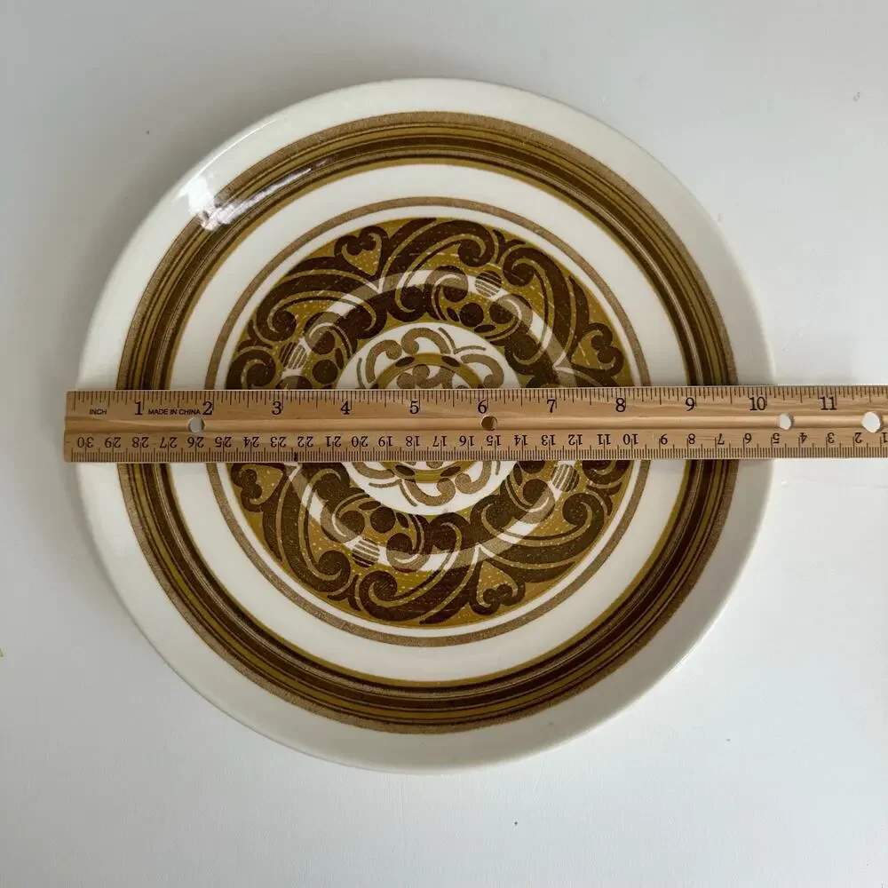 Vintage Dinner Plate by Tulton or Jamestown Brown Scrolls